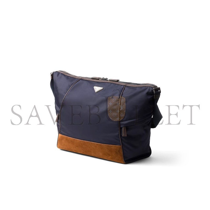 Pra*a re-nylon and leather shoulder bag 2vh180 (34*34*17cm)